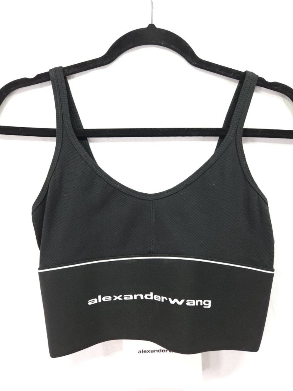 Alexander Wang Ribbed Jersey Logo Bra Top Size S Blokette Off-Duty Model Luxury